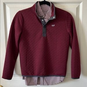 Vineyard Vines Kids Quilted Pullover & Preppy Matching Button Down Sz Small 8-10
